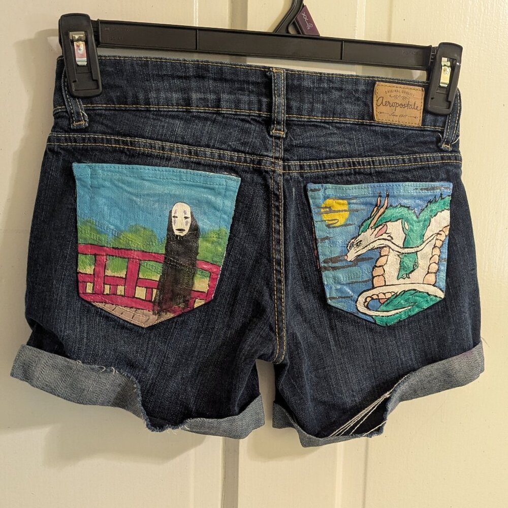 Hand painted Custom Spirited Away Studio Ghibli Anime shorts size 00